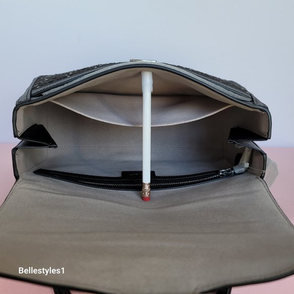 KATE SPADE Katy Tweed Medium Top Handle Bag-Black Multi - Picture 14 of 16